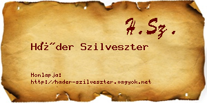 Háder Szilveszter névjegykártya